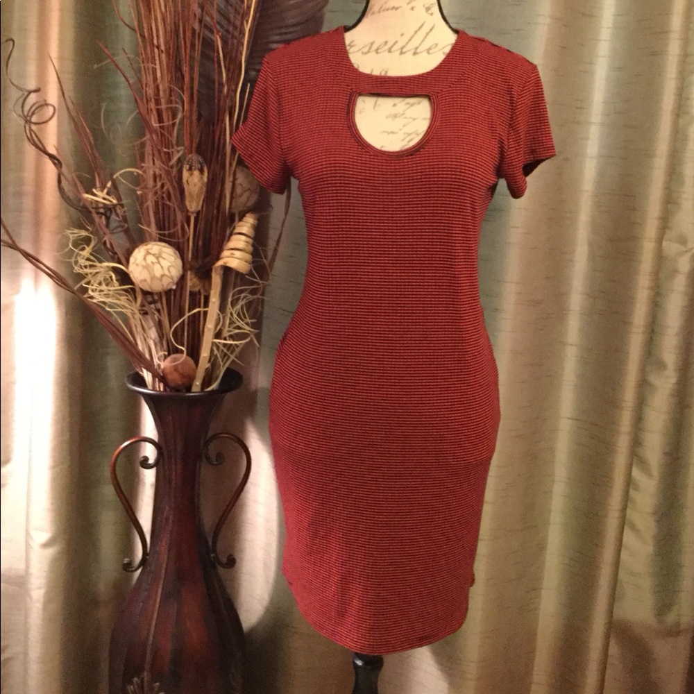 NEW Red & Black Striped Dress